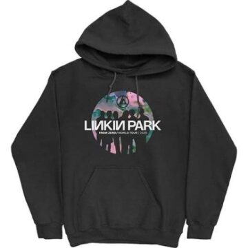 Black Graphic Pullover Hoodie with Tie-Dye Print