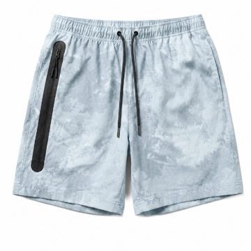 Light Blue Tie-Dye Drawstring Shorts