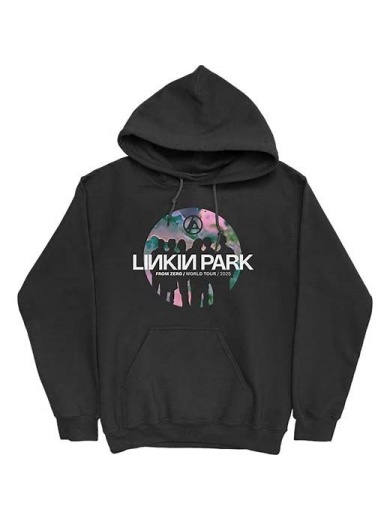 Black Graphic Pullover Hoodie with Tie-Dye Print