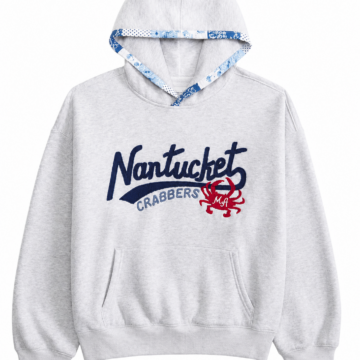 Heather Gray Relaxed Hoodie with Crab Graphic