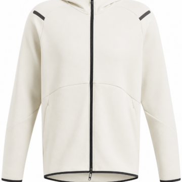 Off-White Full-Zip Hoodie with Contrast Black Zipper and Trim