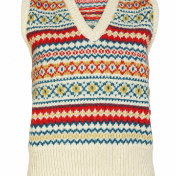 Cream Fair Isle Sleeveless Knit Vest with Multicolor Pattern