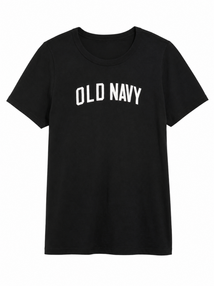 Black Regular Fit Crew Neck T-Shirt with White Chest Logo