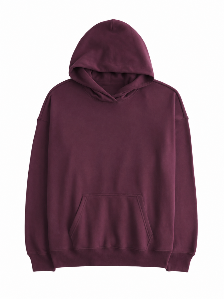Burgundy Solid Oversized Hoodie