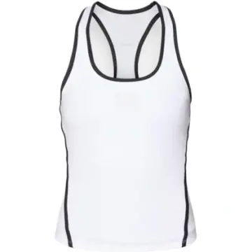 White Racerback Tank Top with Black Contrast Stitching