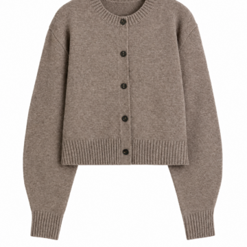 Heather Taupe Cropped Cardigan with Button Front