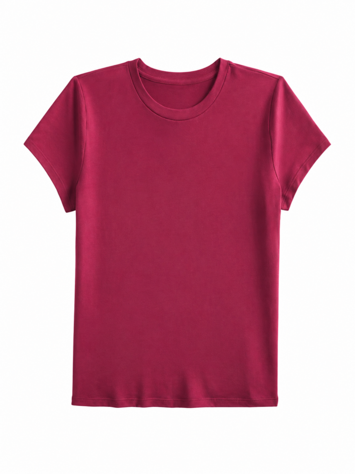 Dark Red/Burgundy Classic Crew Neck Short-Sleeve T-Shirt