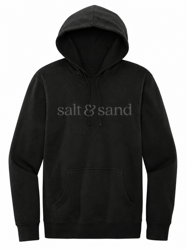 Black Pullover Hoodie with Text Graphic