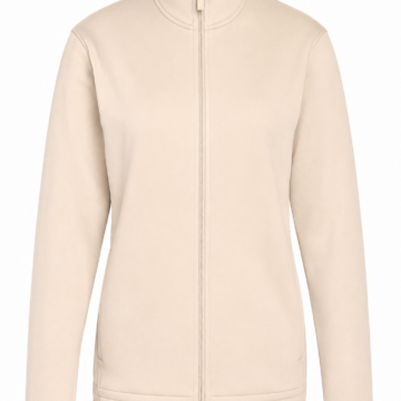 Light Beige Mock Neck Full-Zip Track Jacket