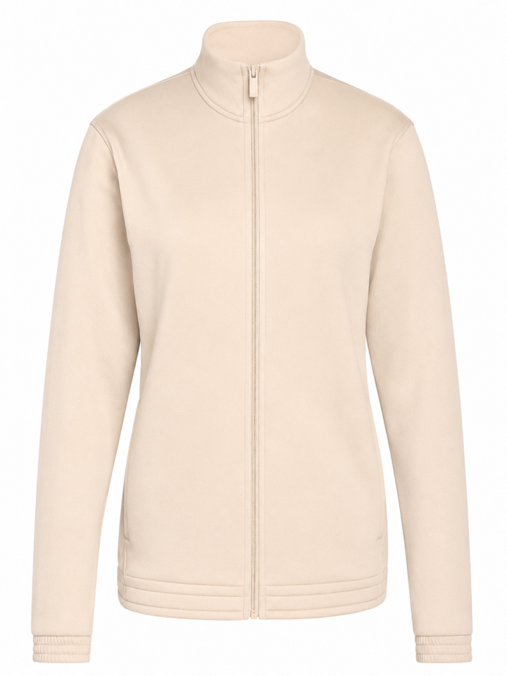 Light Beige Mock Neck Full-Zip Track Jacket