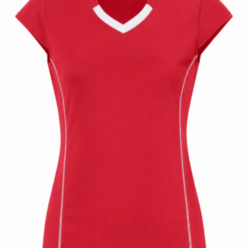 Red Fitted Activewear Top with White Trim