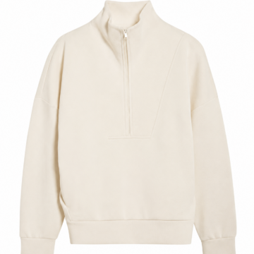 Off-White Oversized Mock Neck Quarter-Zip Pullover