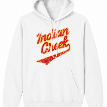 White Relaxed Fit Pullover Hoodie with Red Graphic