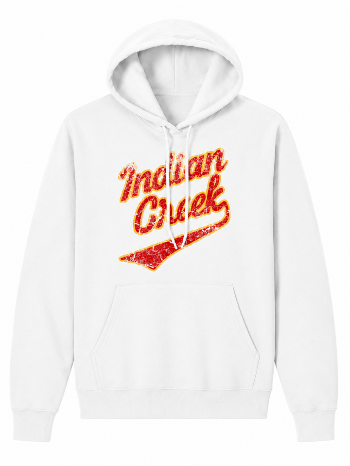 White Relaxed Fit Pullover Hoodie with Red Graphic