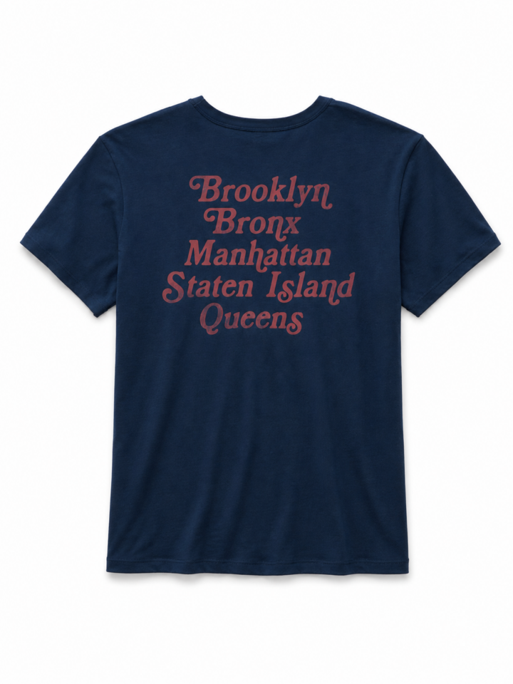 Navy Retro NYC Boroughs Graphic T-Shirt