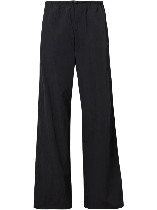 Black Flared Athletic Pants with Elastic Waist