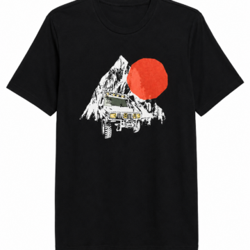 Black Relaxed Fit Short-Sleeve T-Shirt with Off-Road Graphic