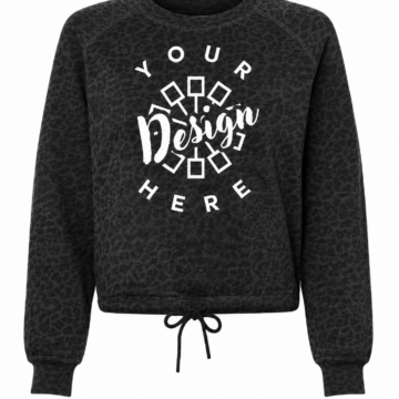 Charcoal Leopard Print Mineral-Wash Cropped Sweatshirt