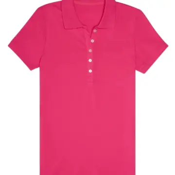 Pink Short-Sleeve Polo Shirt with Pointed Collar