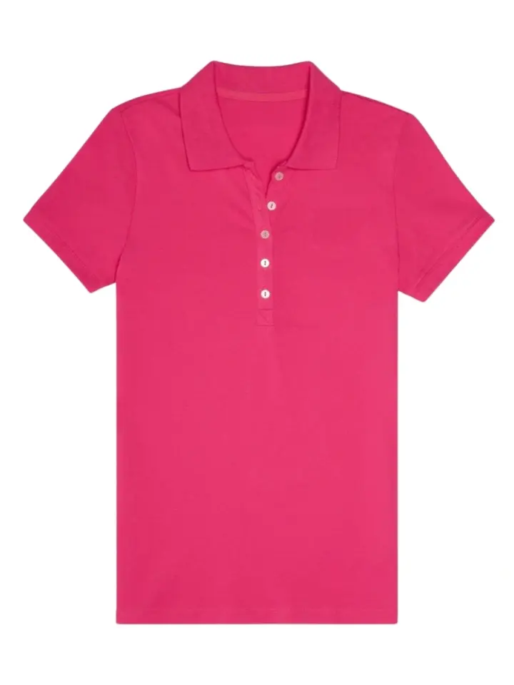 Pink Short-Sleeve Polo Shirt with Pointed Collar