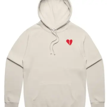 Light Beige Oversized Hoodie with Red Heart Graphic