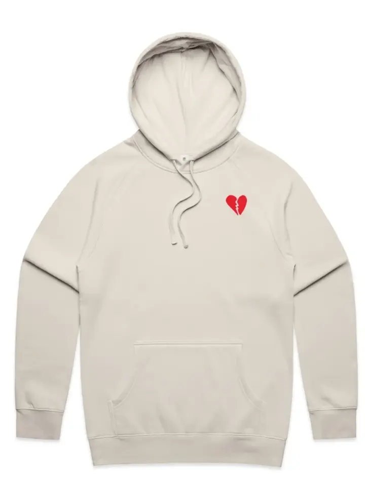 Light Beige Oversized Hoodie with Red Heart Graphic