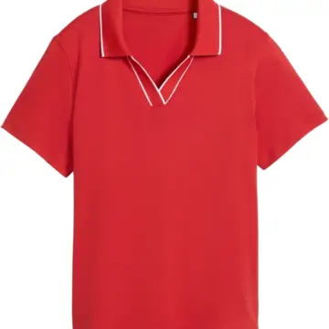 Red Short-Sleeve Polo Shirt with White Trim