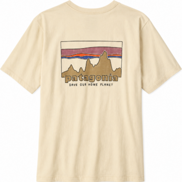 Light Beige Relaxed Fit Graphic T-Shirt with Mountain Print
