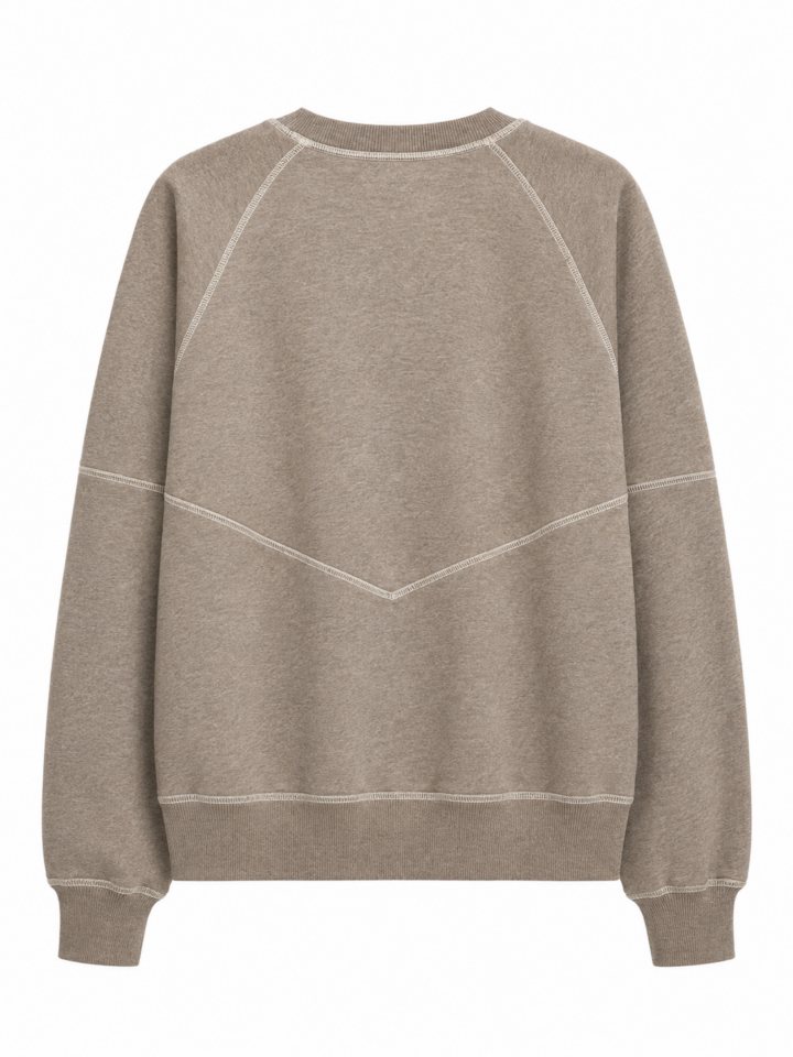 Heather Taupe Relaxed Crew Neck Pullover Sweater