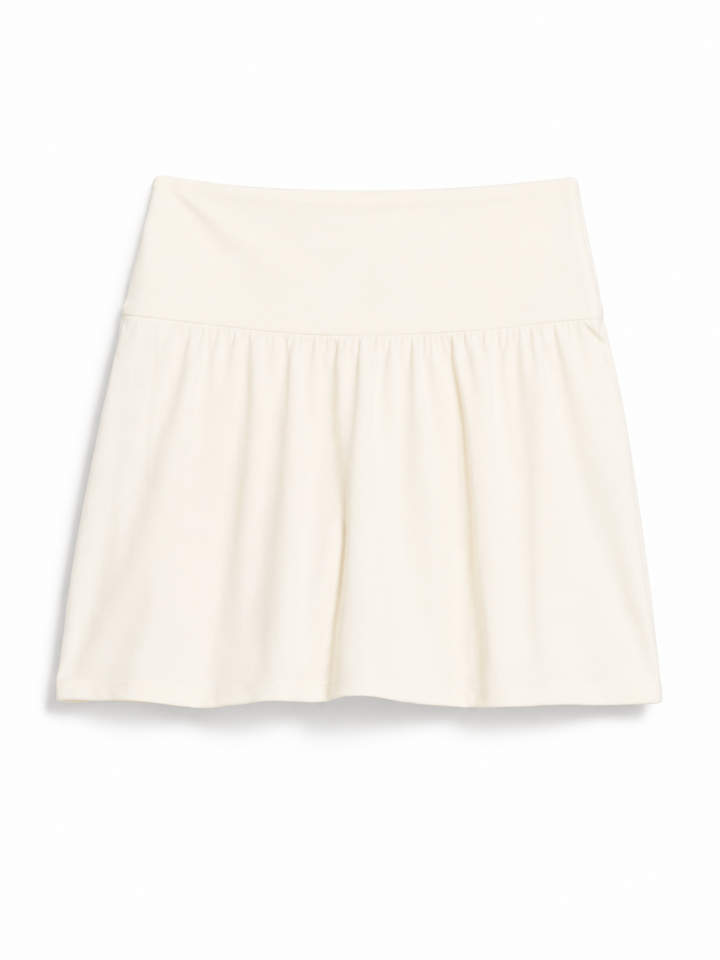 Off-White A-Line Mini Skirt with Pleats