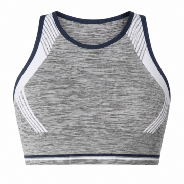 Grey Heather Sports Bra with Contrast Side Panels