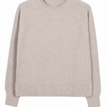 Oatmeal Textured Crew Neck Relaxed Fit Long Sleeve Sweater