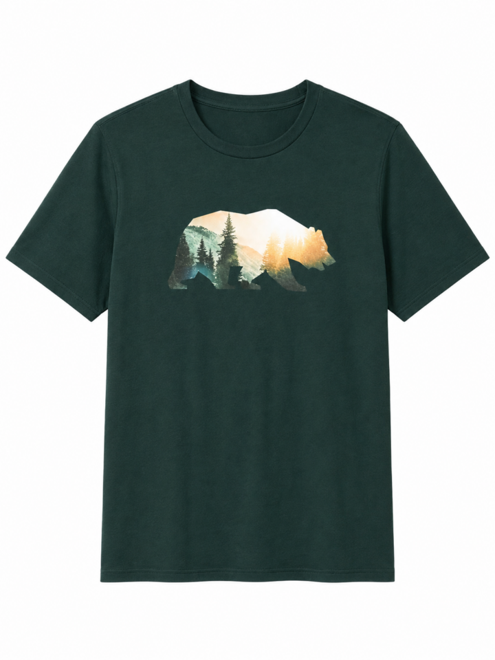 Forest Green Bear Mountain Graphic T-Shirt