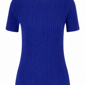 Royal Blue Short Sleeve Ribbed Knit Top