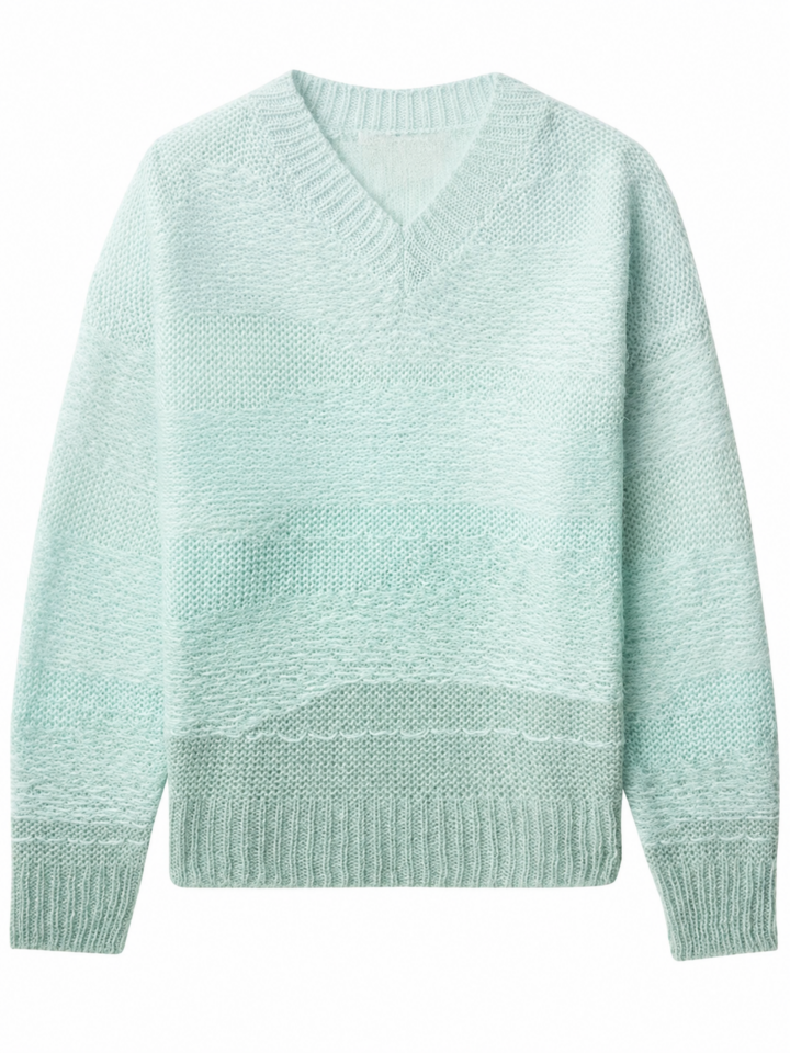 Light Mint Green Relaxed Fit V-Neck Sweater