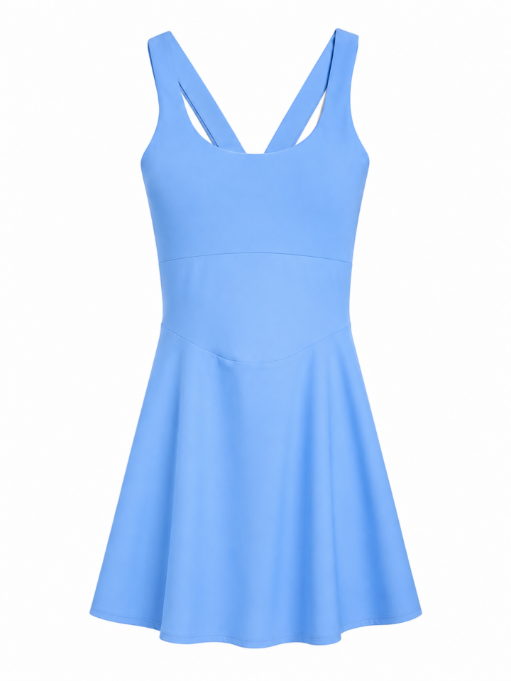 Light Blue Fit-and-Flare Sleeveless Dress