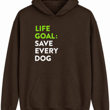 Dark Brown Dog Rescue Message Hoodie