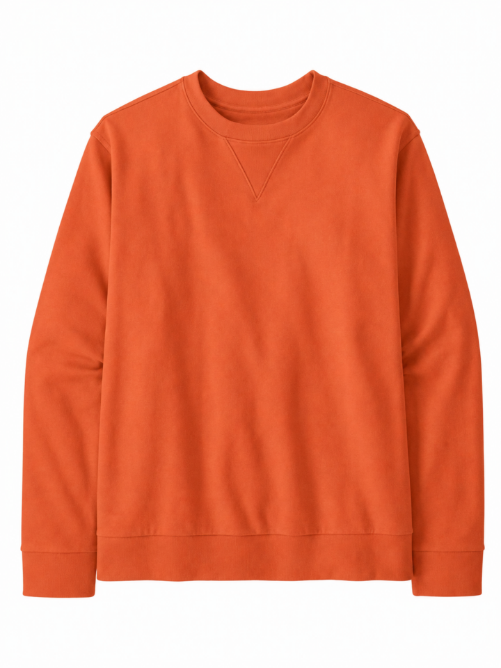 Orange Long-Sleeve Crewneck Pullover Sweatshirt