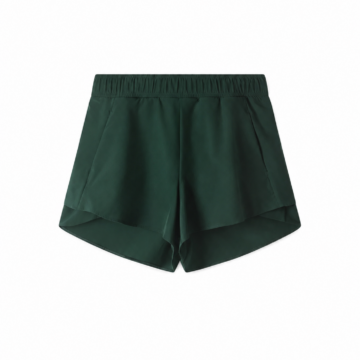 Dark Green Flared Shorts with Wide Elastic Waistband