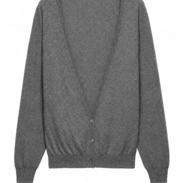 Heather Grey Longline Cardigan with Deep V-Neck and Ribbed Hem