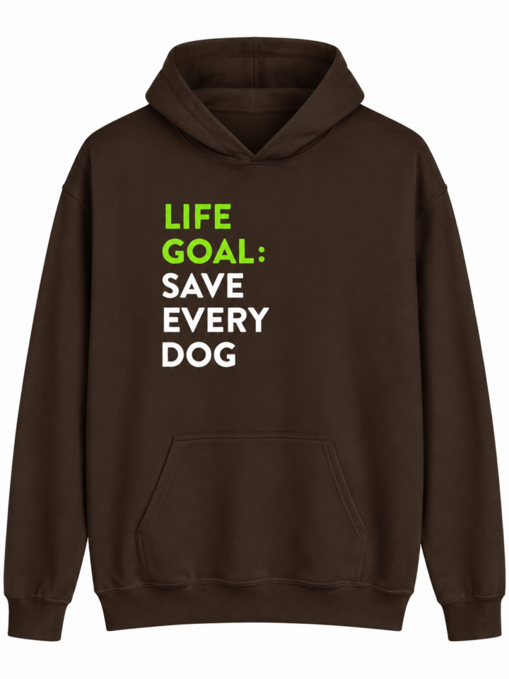 Dark Brown Dog Rescue Message Hoodie