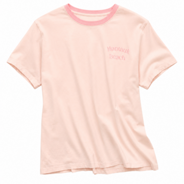 Light Pink Relaxed Fit T-Shirt with Montauk Beach Graphic