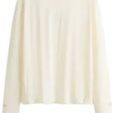 Off-White Oversized Boxy Crop Top with Floral Embroidery
