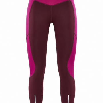 High-Waisted Color-Block Leggings in Burgundy and Magenta