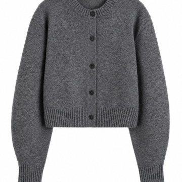 Dark Heather Grey Cropped Cardigan with Button Front