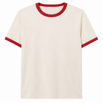 Off-White Ringer Tee with Red Trim