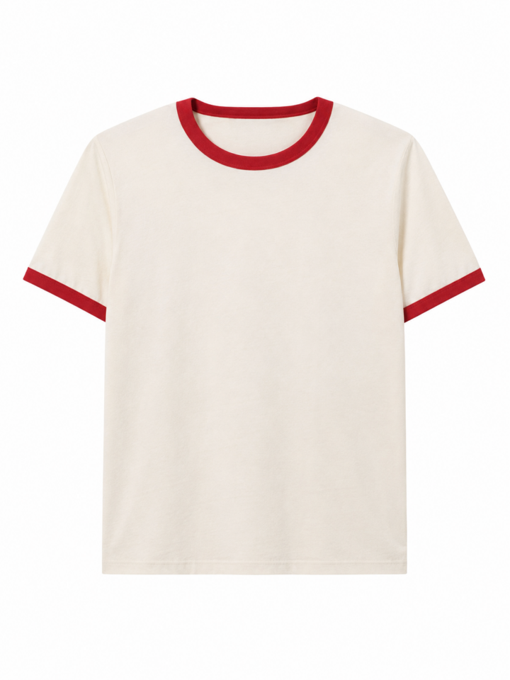 Off-White Ringer Tee with Red Trim