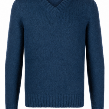 Dark Blue V-Neck Long-Sleeve Knit Sweater