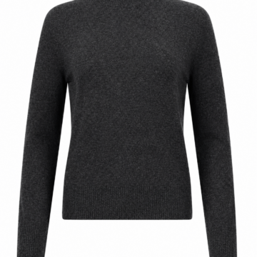 Dark Grey Turtleneck Knit Sweater with Fitted Silhouette