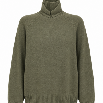 Olive Green Notch Neck Raglan Sweater